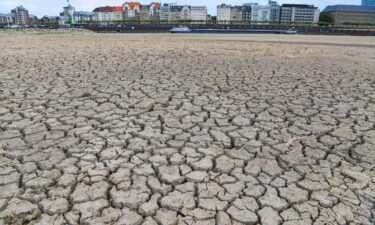 Western Europe deals with the fallout from extreme heat and drought. Pictured here is the dried up Rhine River bed in Germany in August 2018.