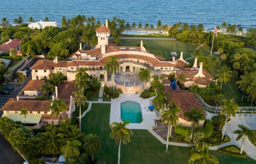 An aerial view of former President Donald Trump's Mar-a-Lago estate is seen on Wednesday