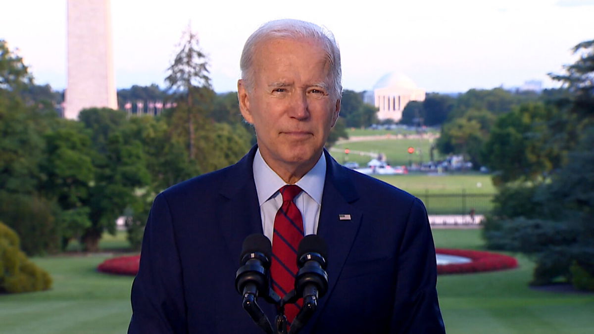 <i>Pool</i><br/>Biden gives a statement from the White House on the killing of al-Zawahiri on Monday