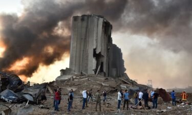 A destroyed silo at the scene of the port explosion that took place two years ago in Beirut