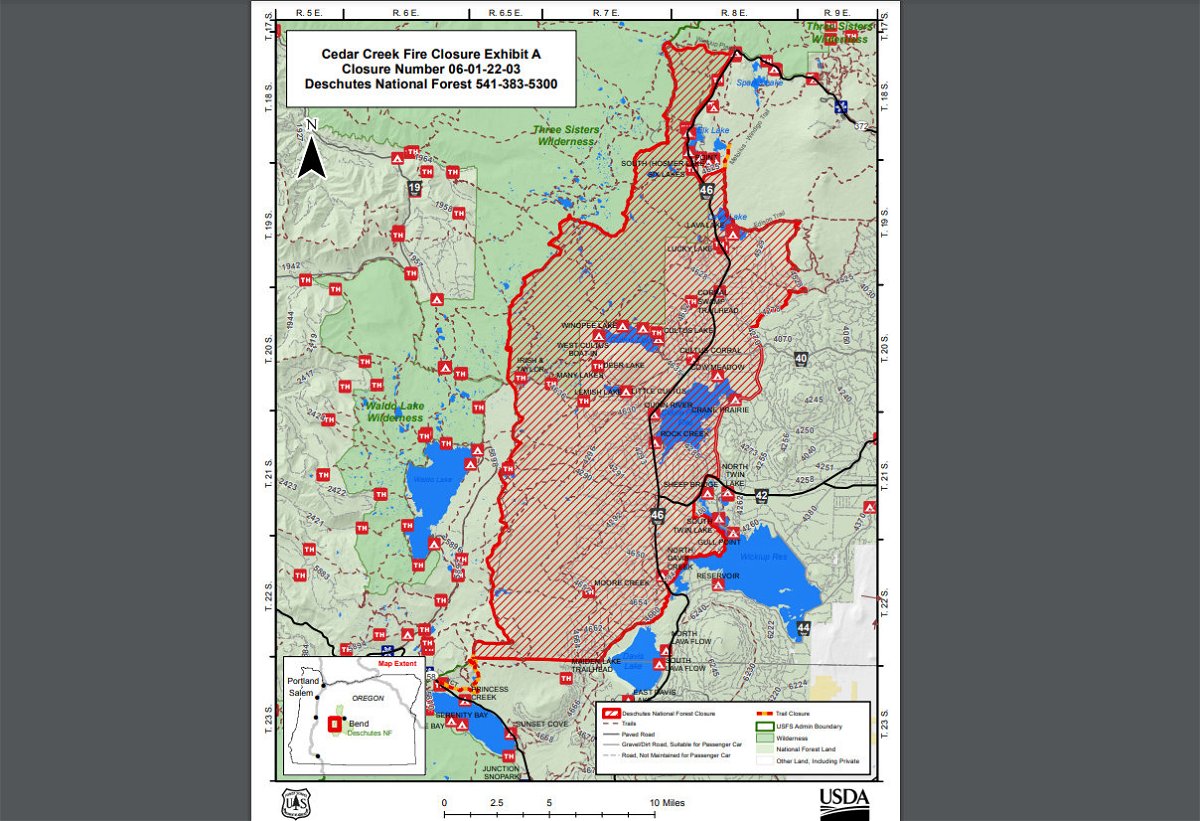 Deschutes National Forest expands area closure as Cedar Creek Fire grows to over 33,000 acres