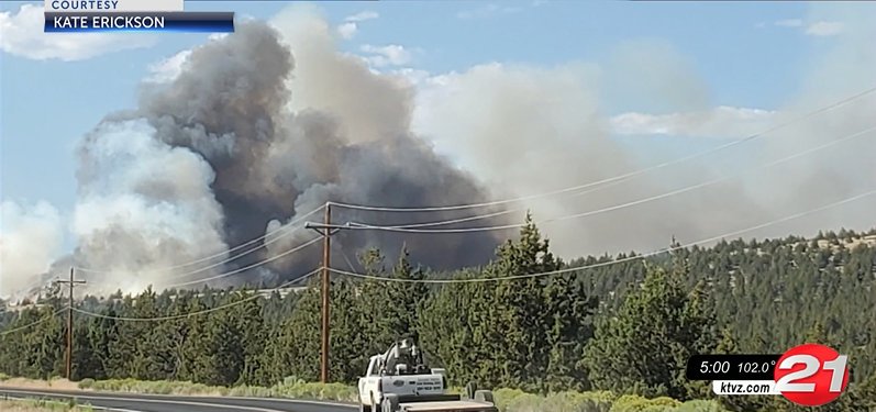 New wildfire in Juniper Canyon SE of Prineville races across 60 acres; major air, ground attack underway