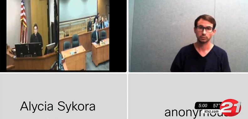 Bend music teacher Erik Ekstrom appeared by video from Deschutes County Jail for Friday court appearance