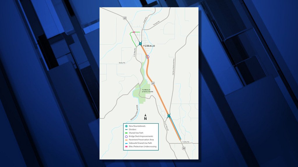 Map of Hwy 20 Bend-Tumalo improvement project