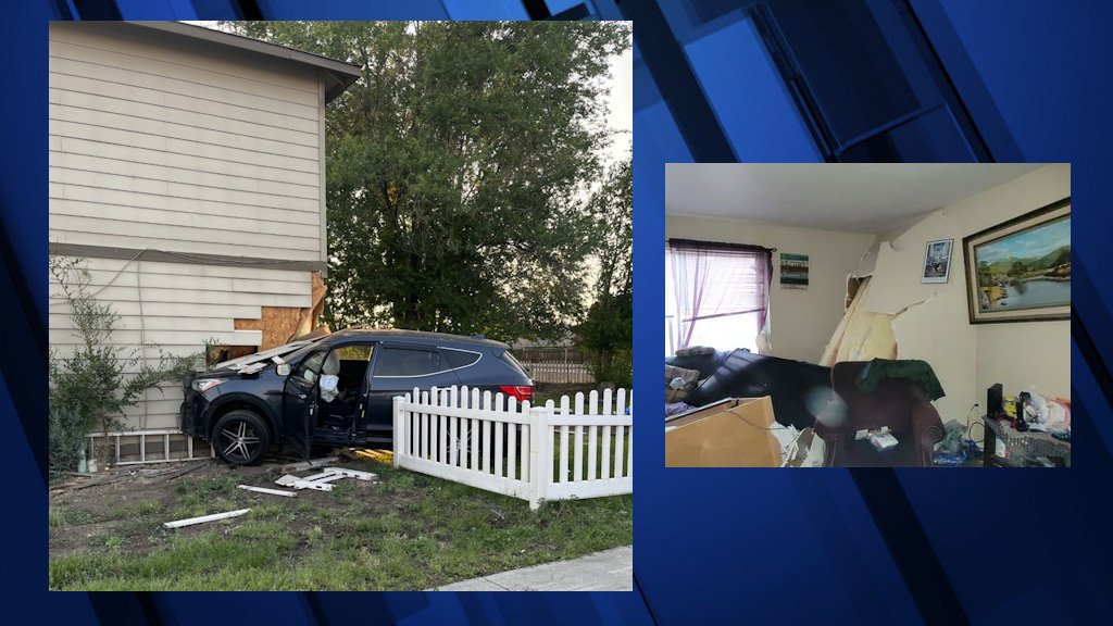 NW Redmond family gets quite a dinnertime scare when a car smashes into their house, living room