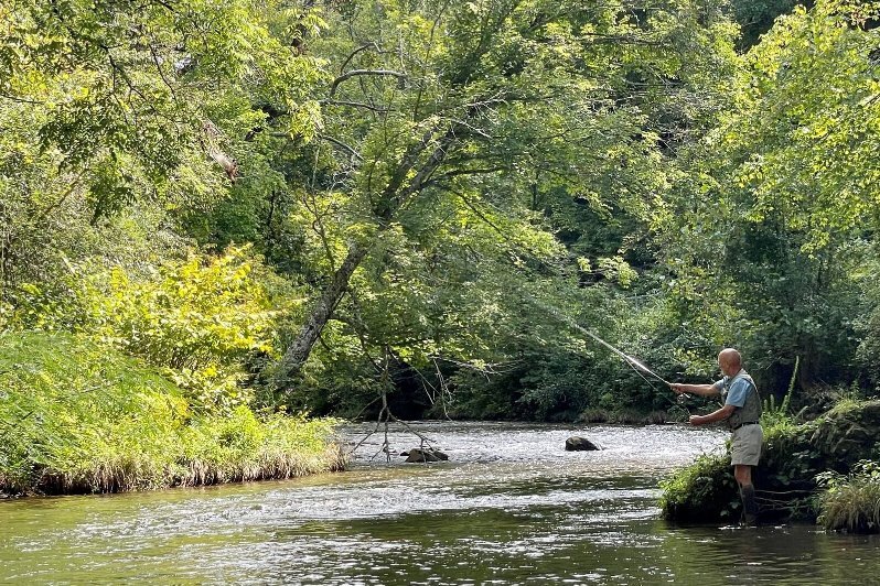 <i>WLOS</i><br/>Longtime fisherman Tom Panek goes fly fishing in a stream of Madison County