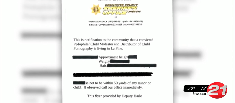 Fake ‘DCSO flier’ distributed to La Pine residents falsely warns of ‘convicted pedophile’ living in area