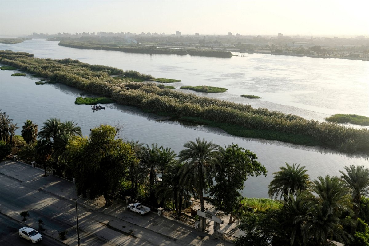 <i>Amir Makar/AFP/Getty Images</i><br/>The Nile River is seen flowing through the Egyptian capital Cairo's southern suburb of Kozzika in 2019.