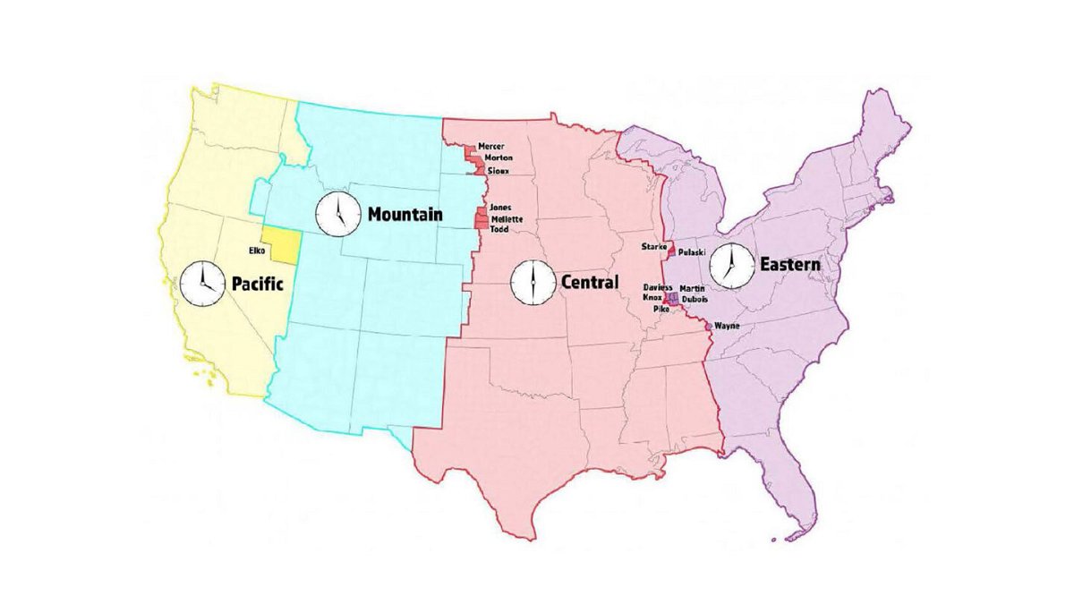 <i>BTS/Office of Inspector General/USDOT</i><br/>Seen here is an unofficial time zone map. Federal transportation officials are working on creating an accurate map of the nation's time zones.