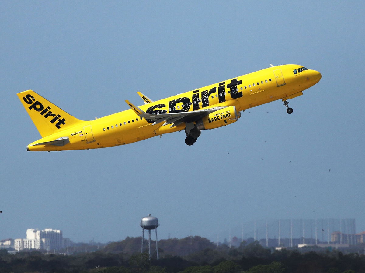 <i>Ricardo Ramirez Buxeda/Orlando Sentinel/Tribune News Service/Getty Images</i><br/>A retired nurse came to the aid of a baby who had stopped breathing on a Spirit Airlines flight last week from Pittsburgh to Orlando. A Spirit Airlines plane is seen here taking off at the Orlando International Airport in November 2020.
