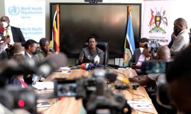 Ugandan Ministry of Health holds a press conference in Kampala