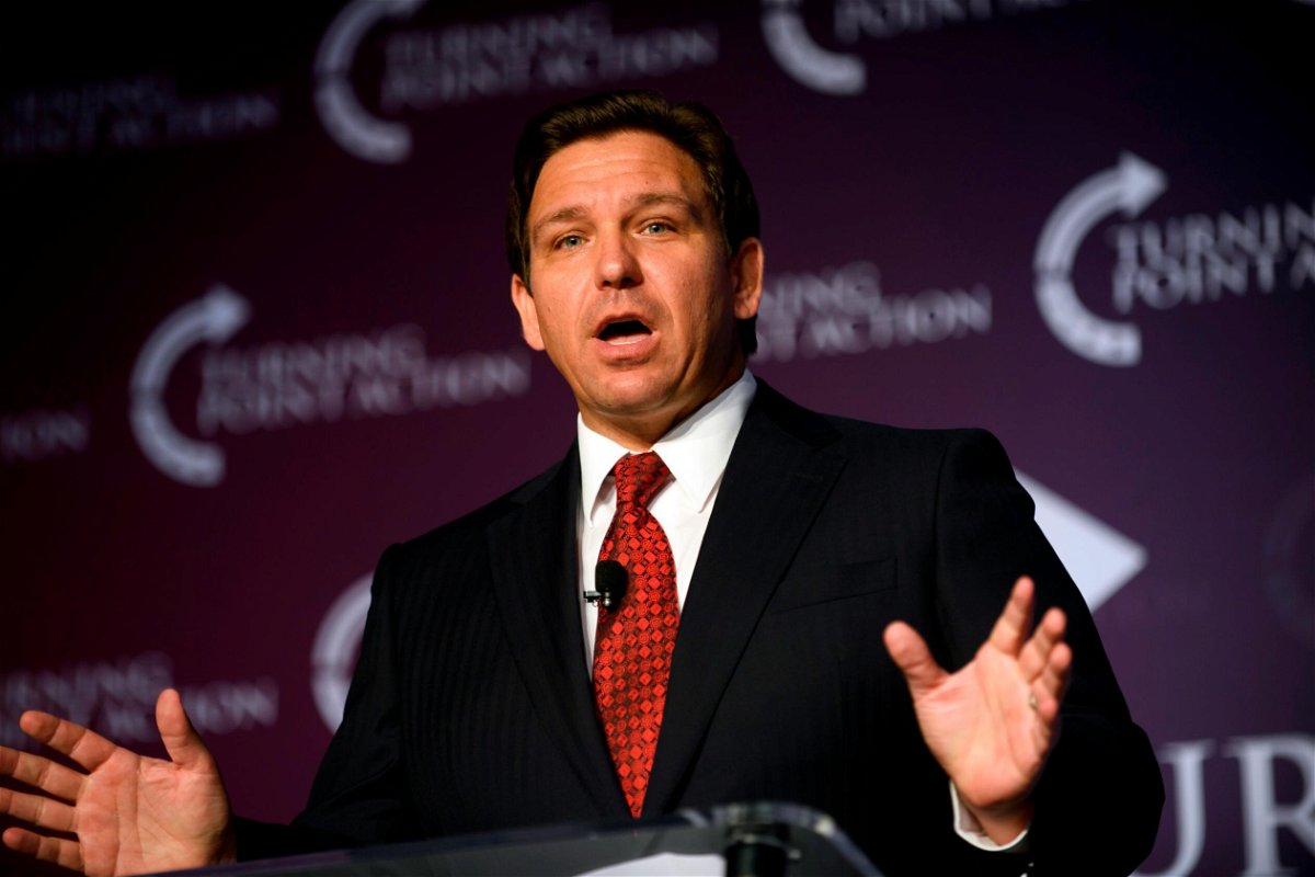 <i>Jeff Swensen/Getty Images</i><br/>Florida Republican Gov. Ron DeSantis is claiming credit for sending two planes carrying migrants to Martha's Vineyard in Massachusetts on September 14. DeSantis is pictured here on August 19