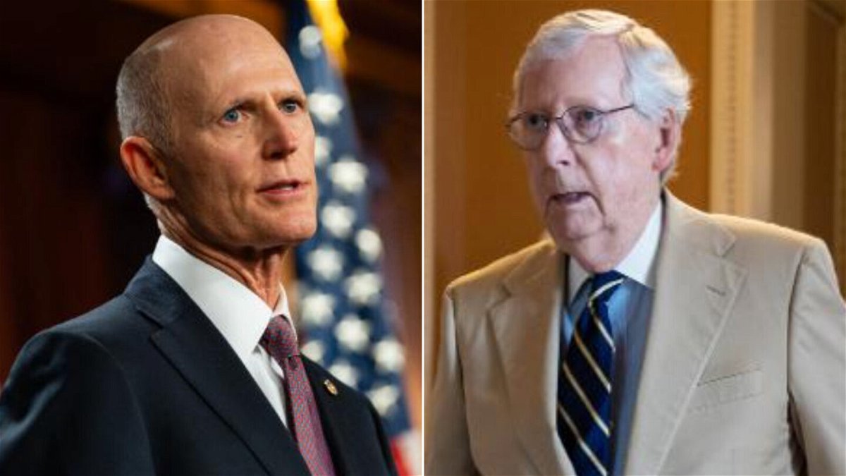 <i>Bloomberg via Getty Images | Associated Press</i><br/>GOP senators are privately alarmed at the cash problems facing Sen. Rick Scott's National Republican Senatorial Committee and uneasy over his feud with Senate GOP Leader Mitch McConnell. Scott