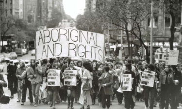 An Aboriginal land rights protest in Spring Street