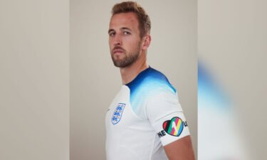 England captain Harry Kane is pictured here wearing the OneLove armband.