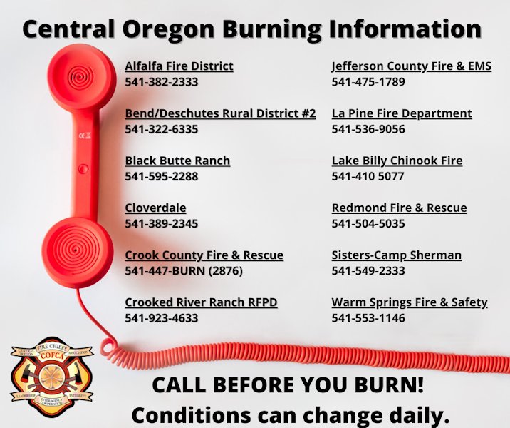 Central Oregon fire chiefs to open debris burning next Tuesday