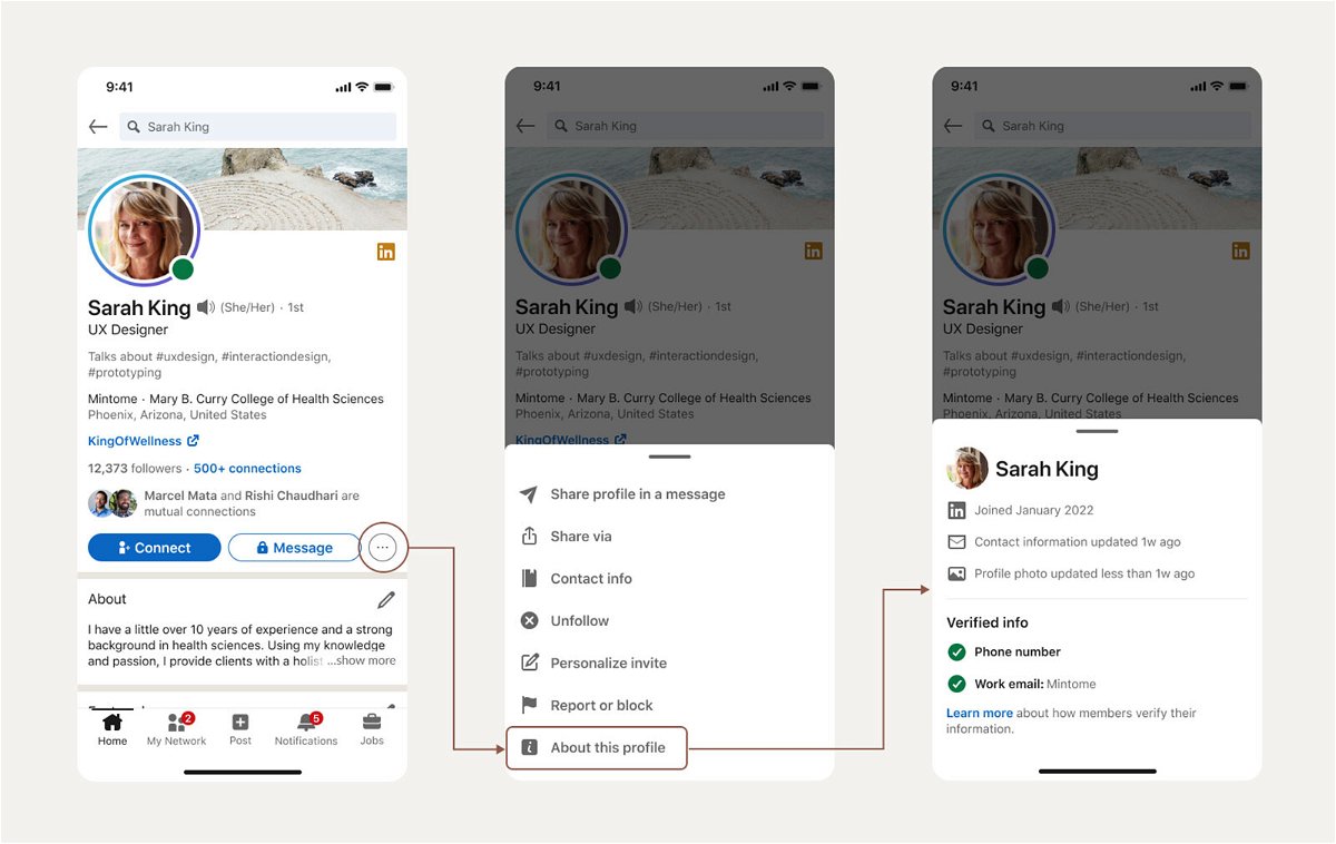 <i>Courtesy Linkedin</i><br/>Linkedin's new 'About this Profile' feature will show users when an account was created