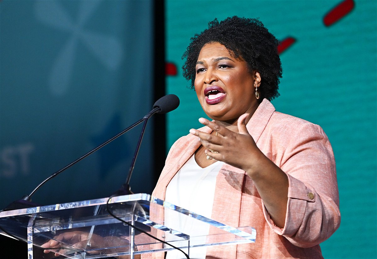 <i>Paras Griffin/Getty Images</i><br/>Stacey Abrams speaks in New Orleans on July 2.