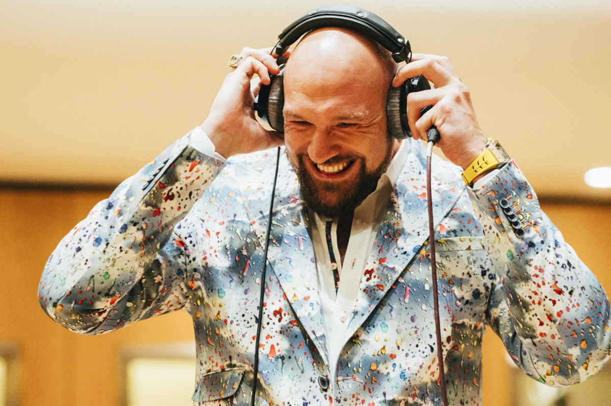<i>Sarah Louise Bennett</i><br/>Heavyweight boxing champion Tyson Fury is photographed at British Grove Studios recording 'Sweet Caroline' for a mental health charity.