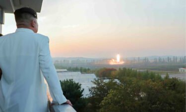 Kim Jong Un watches a missile launch in a photo released by North Korean state media on Monday.