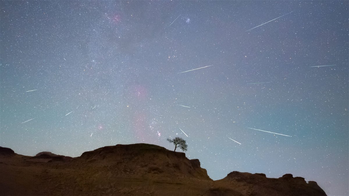 <i>Costfoto/Future Publishing/Getty Images</i><br/>The Orionids meteor shower is seen in Daqing City