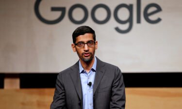 Google CEO Sundar Pichai speaks during a signing ceremony in Dallas