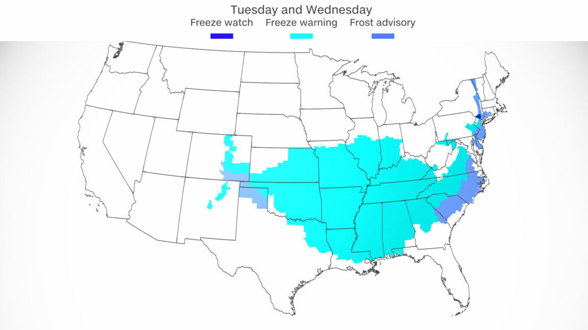 <i>CNN Weather</i><br/>Extremely cold temperatures warrant freeze alerts for the East.