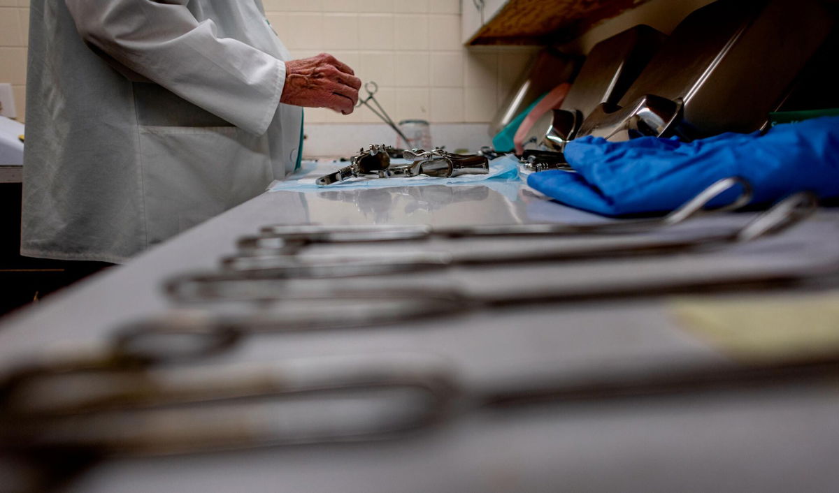<i>Gina Ferazzi/Los Angeles Times/Getty Images</i><br/>Dr. Warren Hern organizes his tools inside his clinic on January 31 in Boulder