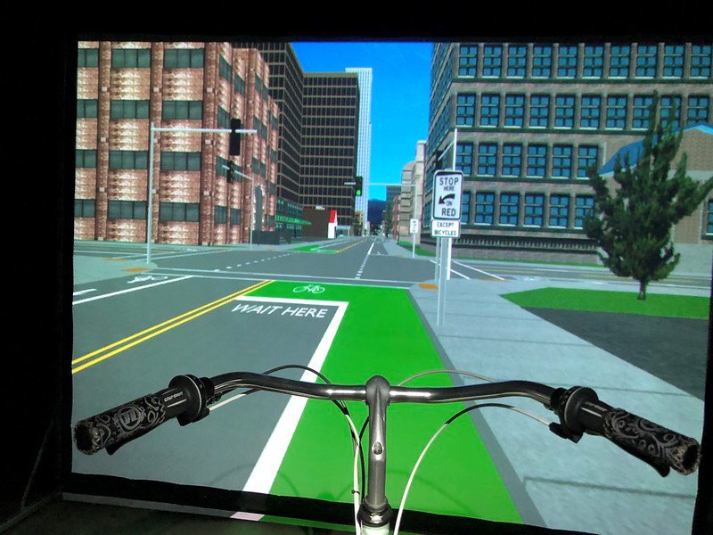 OSU simulated bike safety with various intersection design improvements, including the 'bike box'