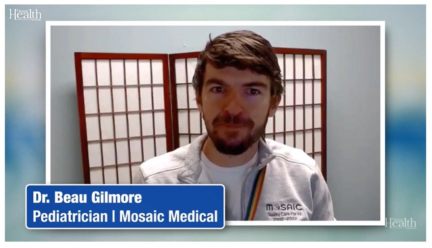 Beau Gilmore, M.D., pediatrician and chief informaticist at Mosaic Medical in Central Oregon, shares his thoughts on staying safe during the holidays in a video distributed by OHA