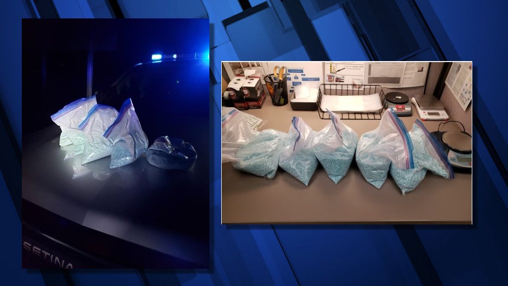 Oregon State Police trooper found 5 bags holding about 12 lbs. of suspected fentanyl pills during I-5 traffic stop
