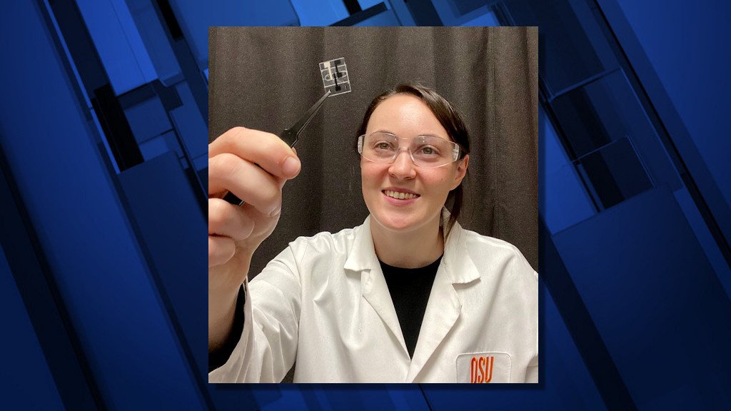OSU postdoctoral researcher Lael Wentland is working to develop a handheld device that epilepsy patients could use at home to test their saliva for the correct amount of anti-seizure medication