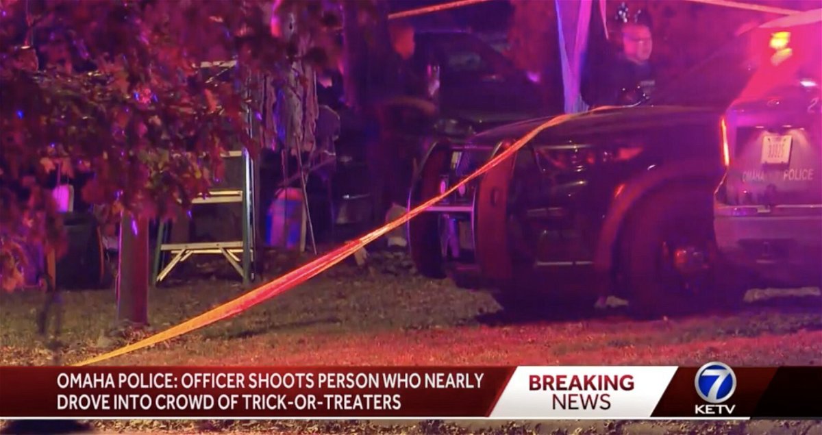 <i>KETV</i><br/>The Omaha Police Department confirms an officer shot a driver who nearly hit a huge crowd of Halloween trick-or-treaters near Minne Lusa Boulevard and Newport Avenue.
