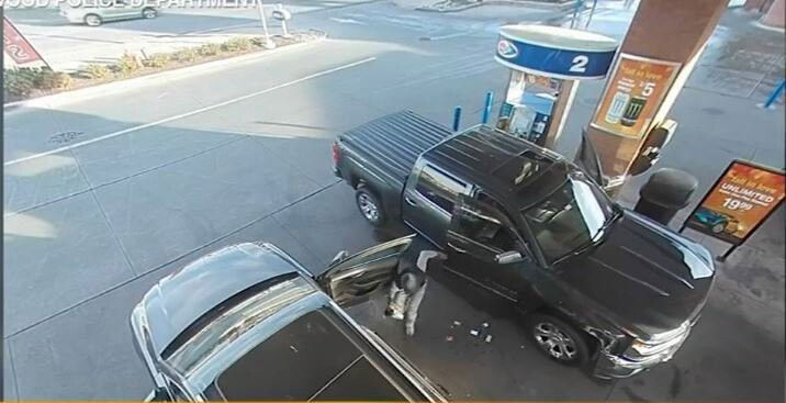 <i>Crestwood police/WLS</i><br/>A video shows thieves stealing from drivers pumping gas.