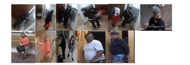 <i>LAPD/KCAL/KCBS</i><br/>The Los Angeles Police Department released photos that appear to be taken inside the building. They are currently looking for nine suspects seen in the security photos.