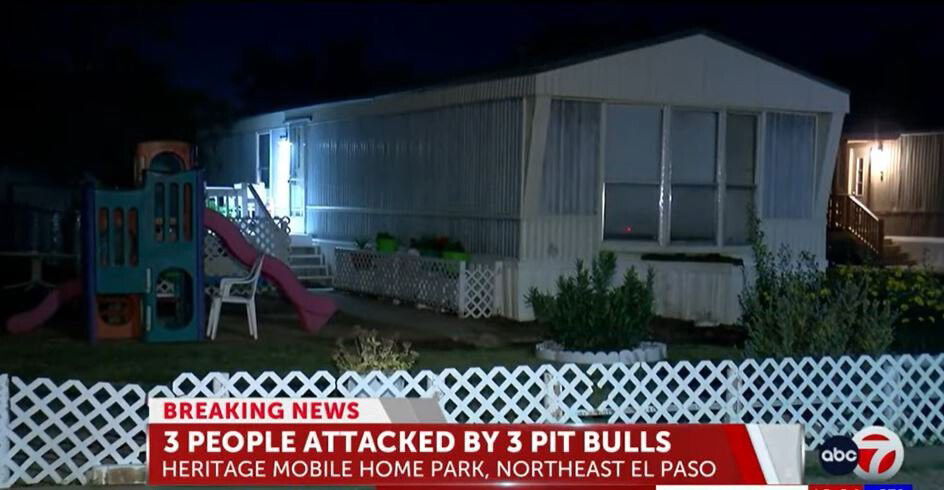 <i>KVIA</i><br/>Three people were injured in a dog attack at Heritage Mobile Home Park in northeast El Paso Wednesday night.