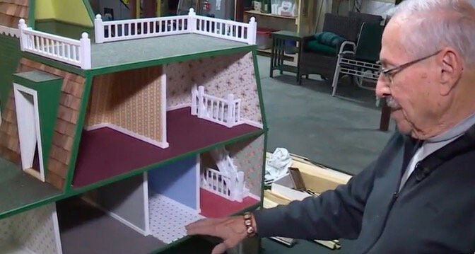<i>WMTW</i><br/>John Dulude has helped several Southern Maine organizations raise thousands of dollars by building dollhouses. “These are hardwood floors I do. Each one is an individual stick