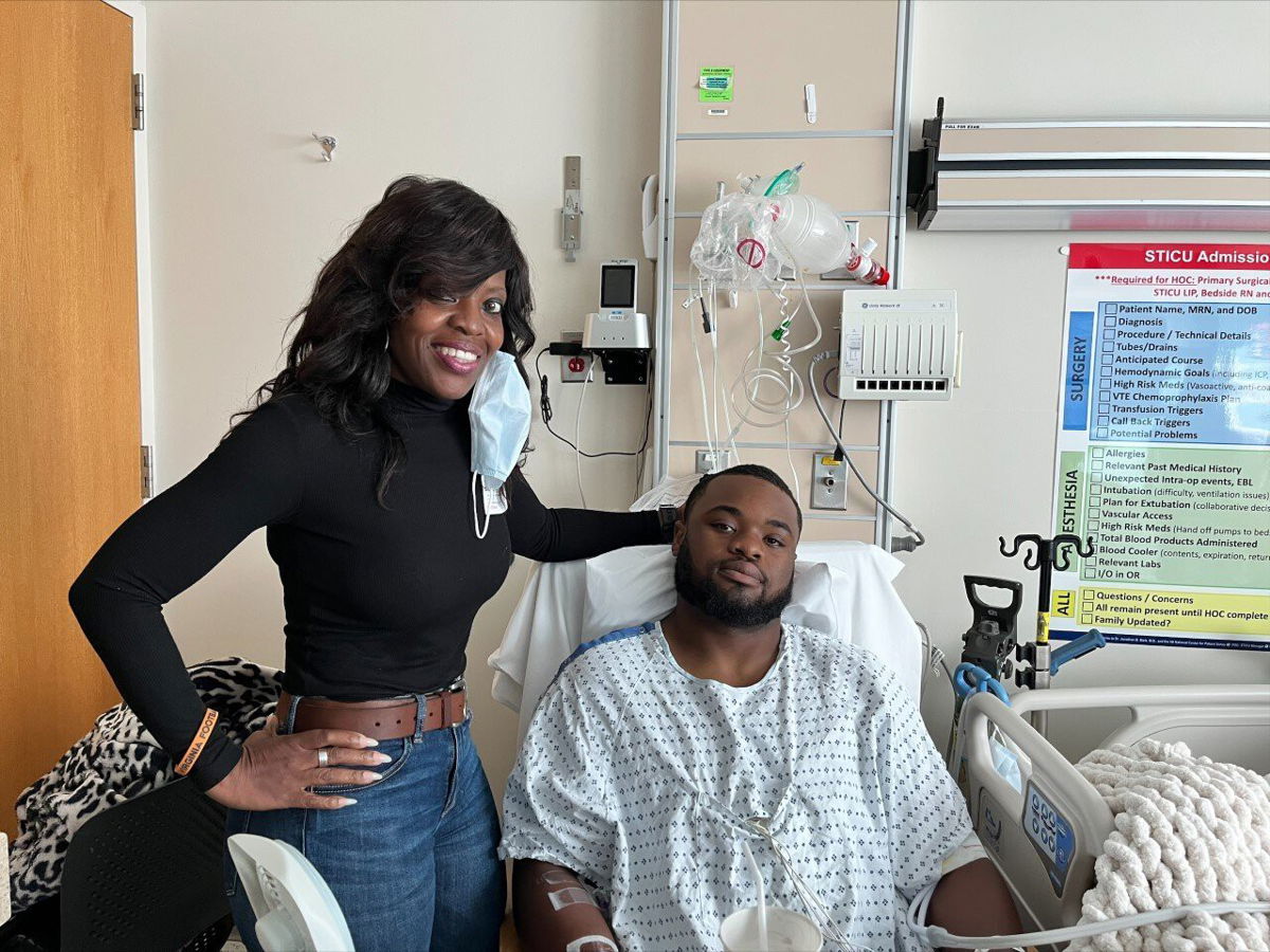 <i>Joe Gipson</i><br/>New photos of University of Virginia shooting victim Mike Hollins in the hospital. Brenda is Mike's mom.