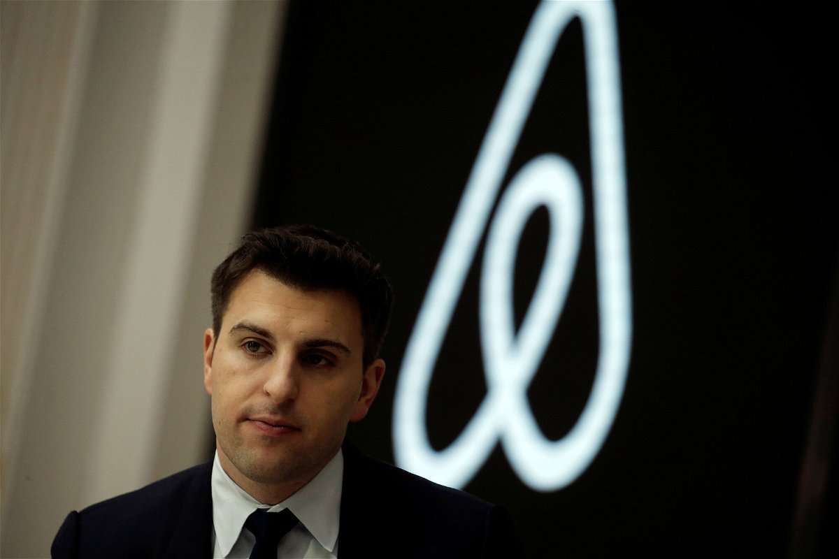 <i>Mike Segar/Reuters</i><br/>Airbnb CEO Brian Chesky spoke to CNN on Thursday about the tech downturn. Chesky here attends an event at the Economic Club of New York on March 13