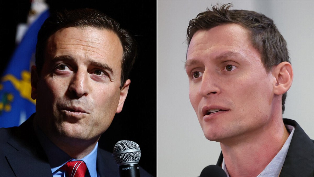 <i>Getty Images</i><br/>Nevada Republican Senate nominee Adam Laxalt (left) and Arizona Republican Senate candidate Blake Masters are seen here in a split image.