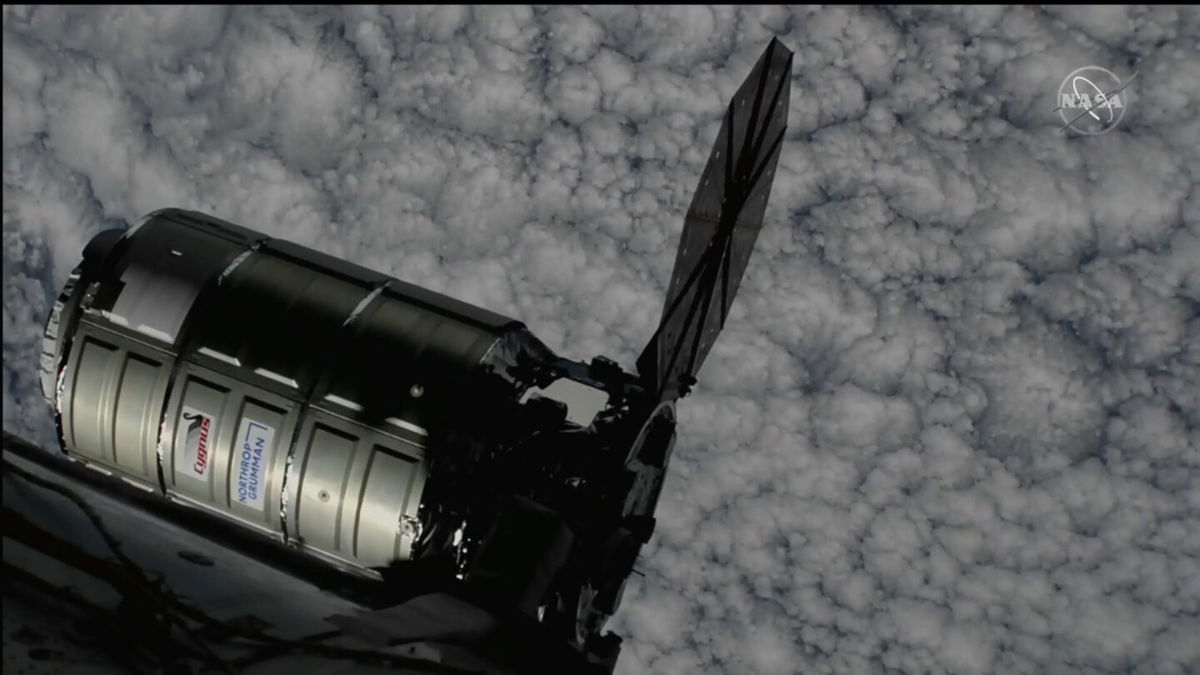 <i>NASA</i><br/>The Cygnus cargo spacecraft is seen here shortly before it docked with the International Space Station on November 9.