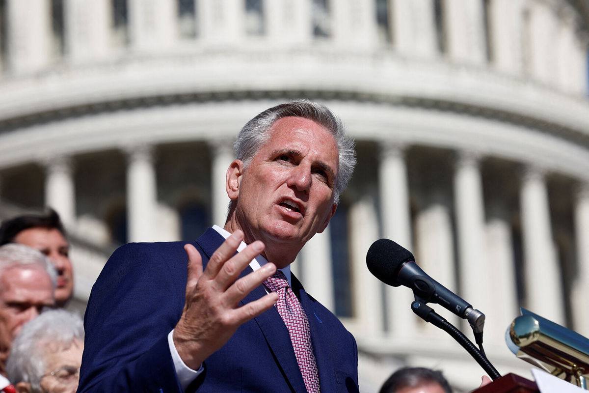 <i>Evelyn Hockstein/Reuters</i><br/>Members of the pro-Trump House Freedom Caucus are withholding their support for House GOP leader Kevin McCarthy's speakership bid and have begun to lay out their list of demands. McCarthy is pictured here in September in Washington.