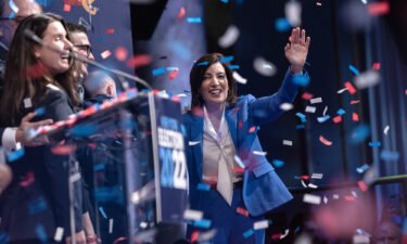 Gov. Kathy Hochul celebrates her successful election to the full term at an election night watch party in New York City on November 9.