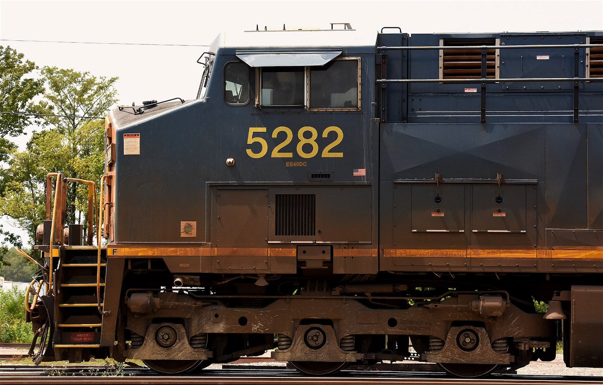 <i>Paul Hennessy/SOPA Images/LightRocket/Getty Images</i><br/>A CSX locomotive is seen in Orlando on September 14. Businesses are scrambling to limit the damage of a looming freight rail strike.
