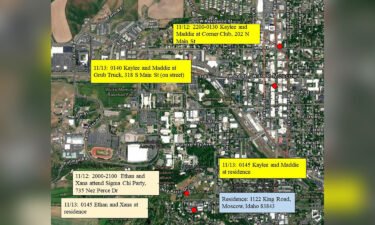 Investigators have released a map depicting the movements of four University of Idaho students the night they were killed.
