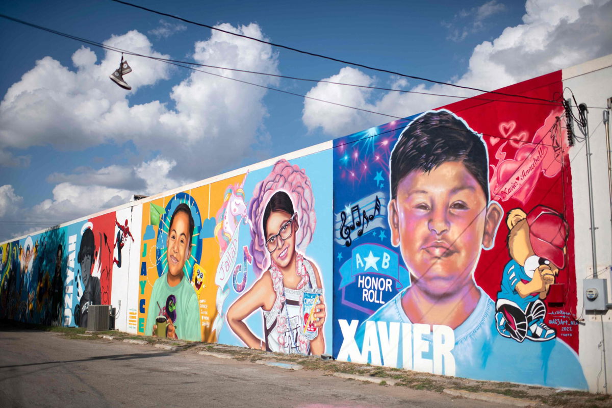 <i>MARK FELIX/AFP via Getty Images</i><br/>Uvalde now has murals to honor the students and teachers killed at Robb Elementary.