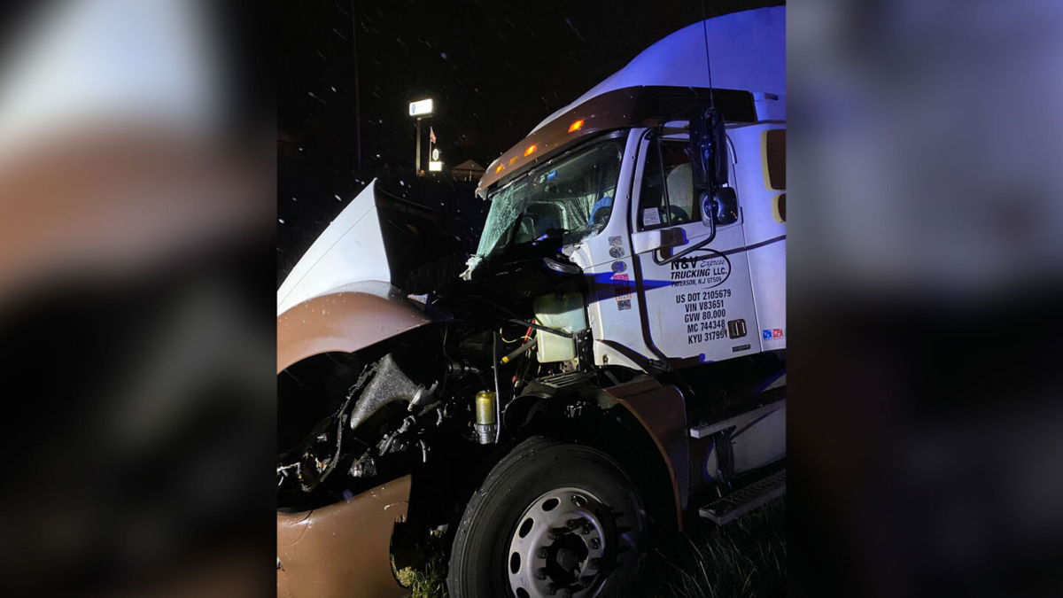 <i>Warsaw Police Department</i><br/>The semi-truck following the crash.