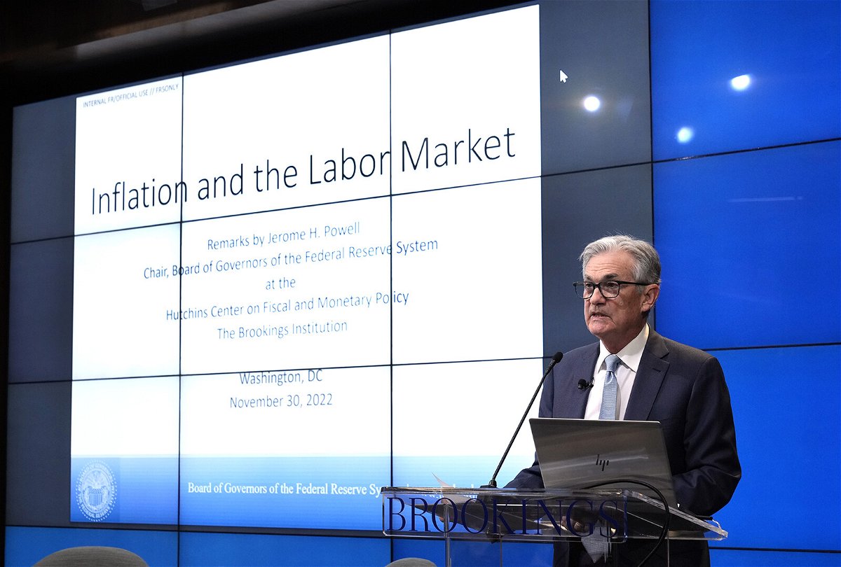 <i>Drew Angerer/Getty Images</i><br/>Chair of the U.S. Federal Reserve Jerome Powell speaks at the Brookings Institution on November 30 in Washington