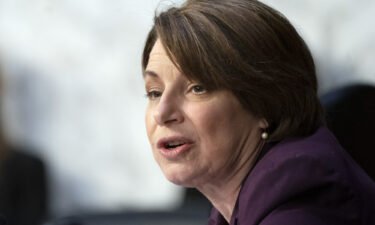 Sen. Amy Klobuchar speaks at a hearing on June 7 on Capitol Hill in Washington. Klobuchar on November 6 pushed back on California Gov. Gavin Newsom's argument that their party is "getting crushed on narrative" by Republicans and right-wing media outlets.