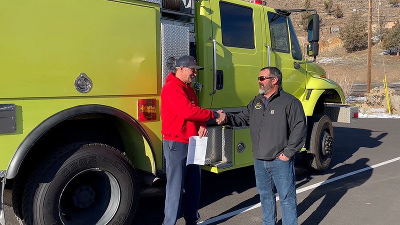  Chad LaVallee, Fire Chief for the Alfalfa Fire District,  and Nathan Lefevre, Prineville District's Deputy Fire and Aviation Staff Officer 